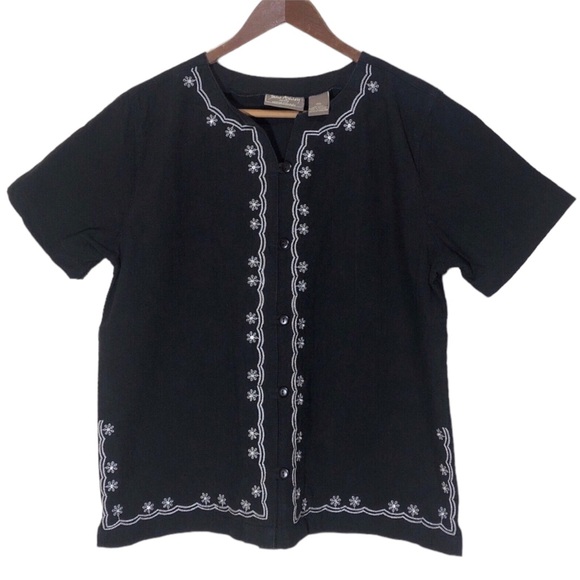 Jane Ashley Petite Womens Embroidered Top - Picture 1 of 5